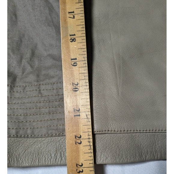 LUCKY BRAND LAMB LEATHER + LINEN Women Medium Taupe Asymmetrical Zip Moto Jacket - Picture 10 of 14